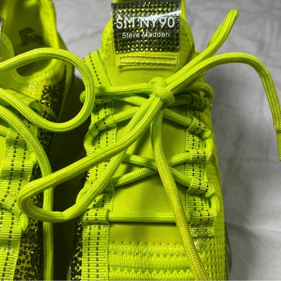 Steve Madden SM NY90 Y2K Neon Green With Rhinestones Sneakers Women Size 6.5 - Picture 8 of 11